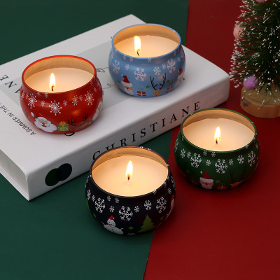 Christmas Gift Cross-Border Supply Manufacturer Soy Wax Fragrance Candle Gift Box Four-Piece Set Aromatherapy Christmas Candle