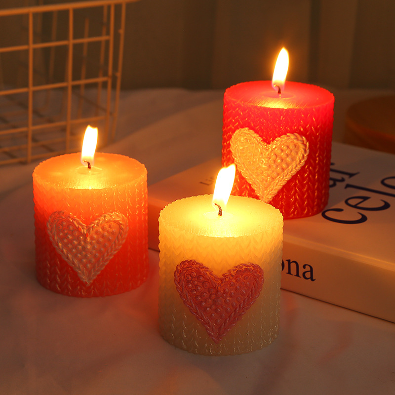 情人节氛围装饰蜡烛度蜜月房间桌面爱心蜡烛甜蜜温馨氛围厂家批发