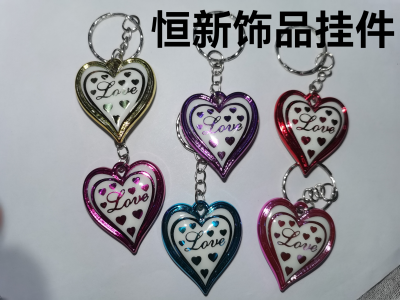 Electroplated Peach Heart Keychain Pendant