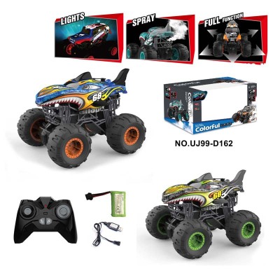 Cross-Border Amazon New Big Foot off-Road Remote Control Car High-Speed Drift Car Stunt Spray Pickup Dinosaur Racing Car