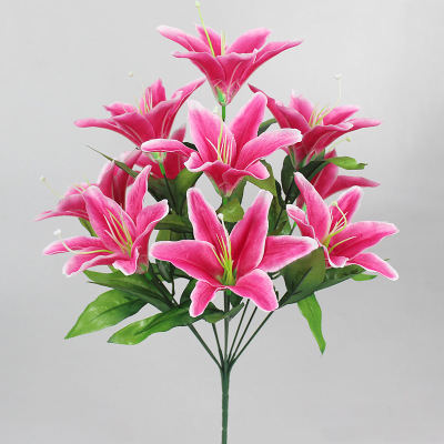 Artificial Lily Bouquet 10 Small Tiger Orchid Wedding Celebration Living Room Decorative Display Props Fake Flower Artificial Flowers in Stock Wholesale