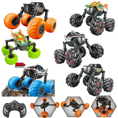 Cross-Border Variety DIY Retractable Programming Side Shift Shark Dinosaur Stunt Remote Control Toy Transformer