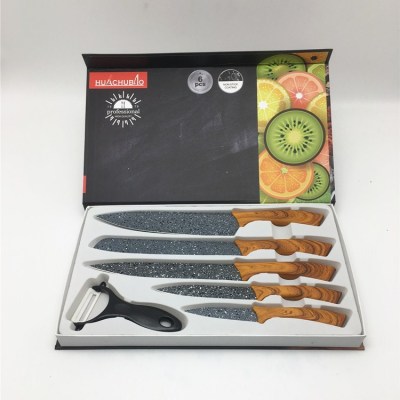 Spot Household Stainless Steel Gray Black and White Dots 6-Piece Knife Set Kitchen Knife Support Custom Logo