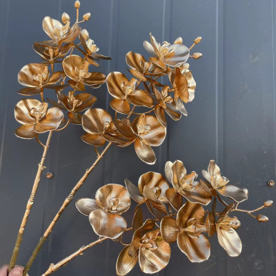Golden Series Artificial Flower Phalaenopsis Wedding Ceiling Decoration Artificial Artificial Flower Shooting Props Factory Wholesale