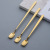 SOURCE Stainless Steel Tableware Factory Golden Square Spoon Korean Stirring Spoon Long Handle Bar Ice Spoon Wholesale Matching Spoon