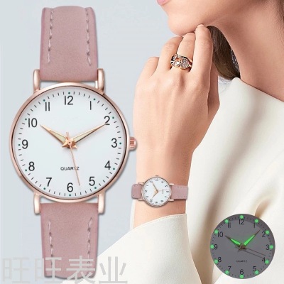 New Luminous Watch Women's Simple Digital Retro Frosted Leather Small Fresh Casual Watch Women's Quartz Watch Reloj