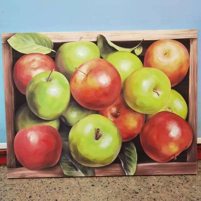 2022 New Red Apple Oil Painting Cross-Border Restaurant Decoration Painting Modern Minimalist Dining Hall Hanging Painting Creative Living Room Hanging Painting