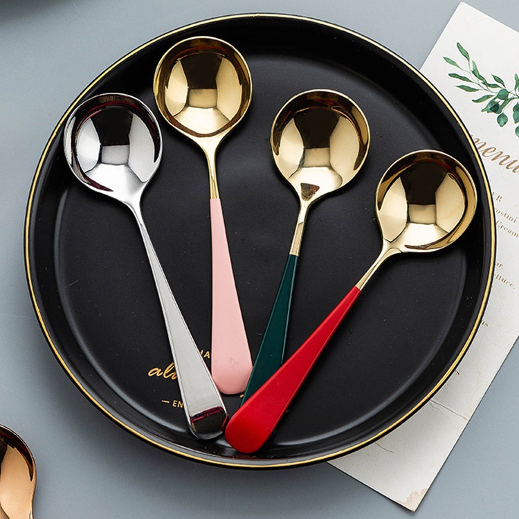 工厂韩式小饭勺304不锈钢圆头勺西瓜水果甜品勺创意小勺子