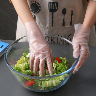 TPE Gloves Disposable Food Grade Dining Household Kitchen Transparent Latex Thickened Plastic Film Rubber Gloves