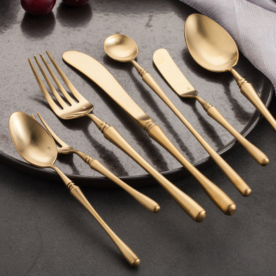 SOURCE Manufacturer Qinglong Series Western Food Utensils European Elegant 304 Stainless Steel Knife, Fork and Spoon Gift Set
