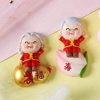 Grandpa and Grandma Plug-in Cake Baking Decoration Cartoon Ornaments Resin Crafts Home Ornament Creative