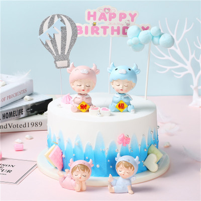 Car Decoration Shake Head Cow Resin Crafts Home Car Accessories Cake Baking Decoration Cartoon Home Cute