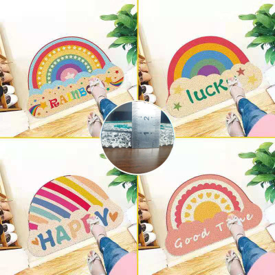 Door Thickened PVC Loop Floor Mat Doorway Floor Mat PVC Doorway Foot Mat Dust-Proof Sand Removal Rainbow Printing Door Mat