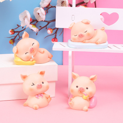 Stupid Pig Cute Blossoming Pig Blind Box Resin Craft Ornament Mini Handmade Toy Cake Baking Ornaments