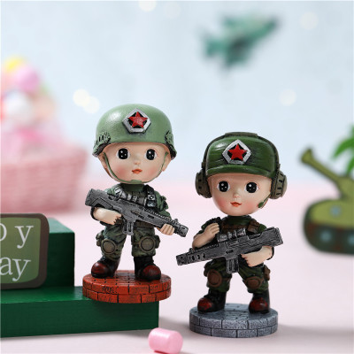 Special Forces Shaking Head Ornament Birthday Cake Baking Car Resin Crafts Home Car Cute Doll Blind Box