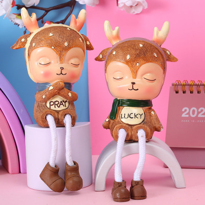 Cute Deer Hanging Feet Girl Heart Cartoon Doll Doll Partition TV Cabinet Wine Cabinet Decorations