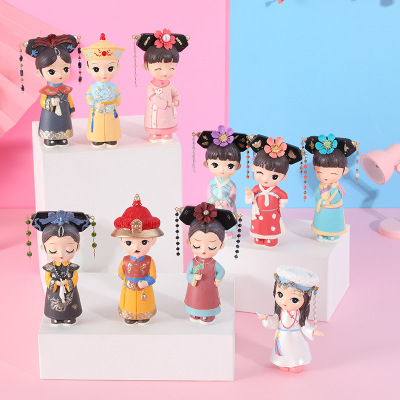 Retro Qinggong Gege Series Blind Box Couple Resin Decorations Cute Girl Hand-Made Doll Holiday Gift Friend