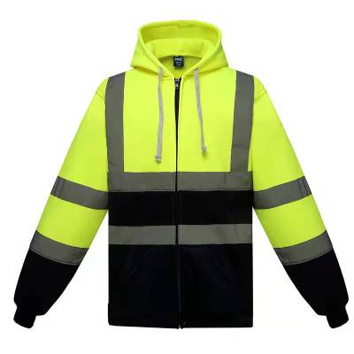 Outdoor Reflective Hooded Zipper Sweater Sports Fleece Cardigan