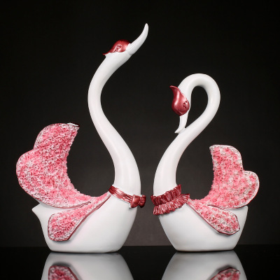 Creative European Wine Cabinet TV Cabinet Living Room Home Crafts Decorations Birthday Wedding Gift Resin Swan Decoration