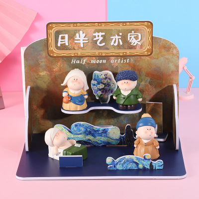 Creative Half-Month Art Everyone Cute Blind Box Decoration Resin Crafts Creative Gifts Domestic Ornaments