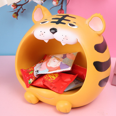 Ugly and Cute Tiger Resin Craft Ornament Tiger Key Candy Storage Tank Storage Bucket TV Cabinet Decoration