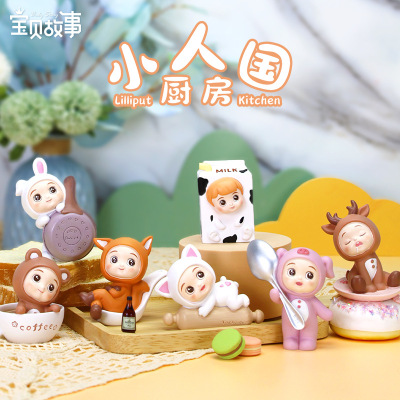 Xiaorenguo Kitchen New Blind Box Hand-Made Trendy Cute Figure Doll Spoon Tableware Resin Craft Ornament
