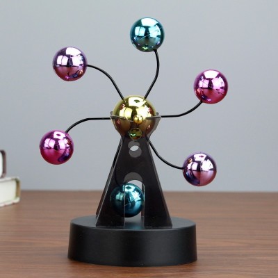 Metal Craft Perpetual Motion Instrument Wiggler Electric Rotary Perpetual Motion Colorful Ball Magnetic Celestial Instrument Creative Desktop Crafts