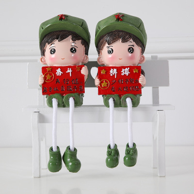 Red Feelings Creative Red Army Hanging Feet Doll Boys and Girls Inspirational Struggle Children's Room Study Furnishings