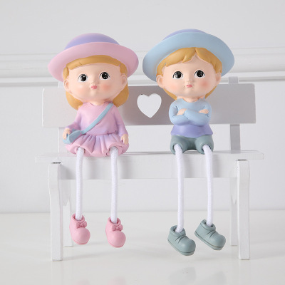 Nordic Boys and Girls Creative Hanging Feet Doll Little Time Couple Doll Living Room TV Cabinet Bedroom Decoration