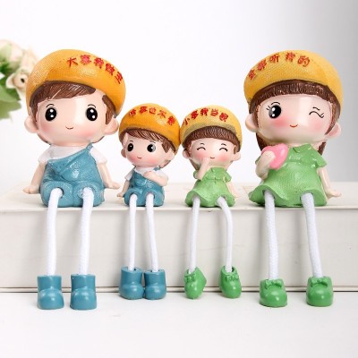 Creative Cute Four-Mouth Hanging-Leg Doll Shelf Wine Cabinet Wardrobe Resin Craft Ornament Decorations Wholesale