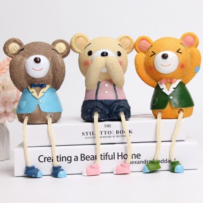 Creative Cute Three Little Bear Family Hanging Feet Doll Resin Craft Home Decoration Decoration Living Room Furnishings