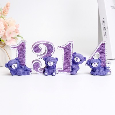 1314 Purple Bear Resin Craft Ornament Living Room Entrance Bedroom Decorations Decoration Valentine's Day Gift