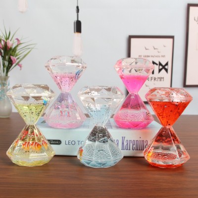 Crystal Diamond Light Water Sequins Oil Leakage Decompression Sand Clock Timer Oil Leakage Decoration Creative Decoration Student Gift