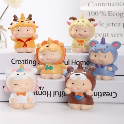 Creative Cute Cartoon Cute Not Fat Six Animal Blind Box Resin Mini Doll Doll Student Gift Wholesale