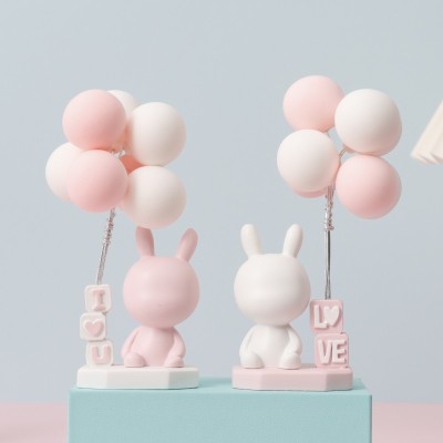 Creative Cute Balloon Rabbits and Bears Cake Baking Decorations Decoration Girl Heart Resin Crafts Girlfriend Gifts