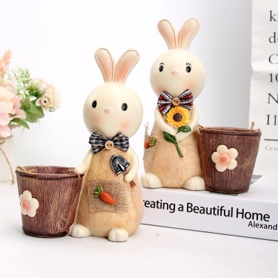 Cartoon Cute Pastoral Rabbit Pen Holder Can Be Piggy Bank Decoration Student Birthday Gift New Year Gift Christmas Gift