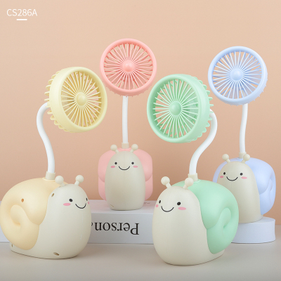 2022 New Factory Direct Sales Cute Snail Pen Holder Fan USB Rechargeable Desktop Multifunctional Little Fan