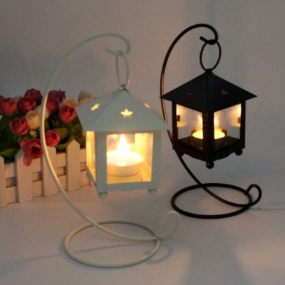 Retro Iron Art Candlestick European-Style Moroccan Wedding Storm Lantern Romantic Hanging Lamp Decoration Candle Holder Factory Direct Sales