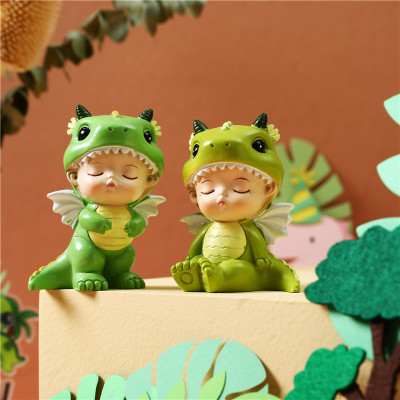 Little Dinosaur Cake Baking Cartoon Blind Box Car Decoration Resin Crafts Home Car Accessories Creative Cute