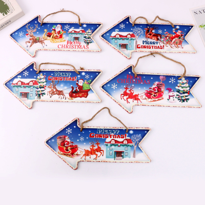Creative Wooden Christmas Christmas Tree Decorative Letters Pendant Elk Christmas English Decoration Pointing Card