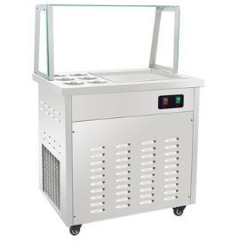 Fried Ice Machine Square Single Pot with Glass Fried Ice Porridge Milk Fruit Machine Fried Ice Cream Roll Machine Juice Fried Ice Machine
