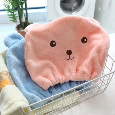 Cartoon Bear Hair-Drying Cap Microfiber Absorbent Quick-Drying Towel Shower Cap Hair-Drying Turban Wholesale