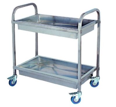 Bowl-Receiving Cart Stainless Steel Dining Car Double-Layer Trolley Mobile Thickened Hotel Food Delivery Van Drinks Trolley