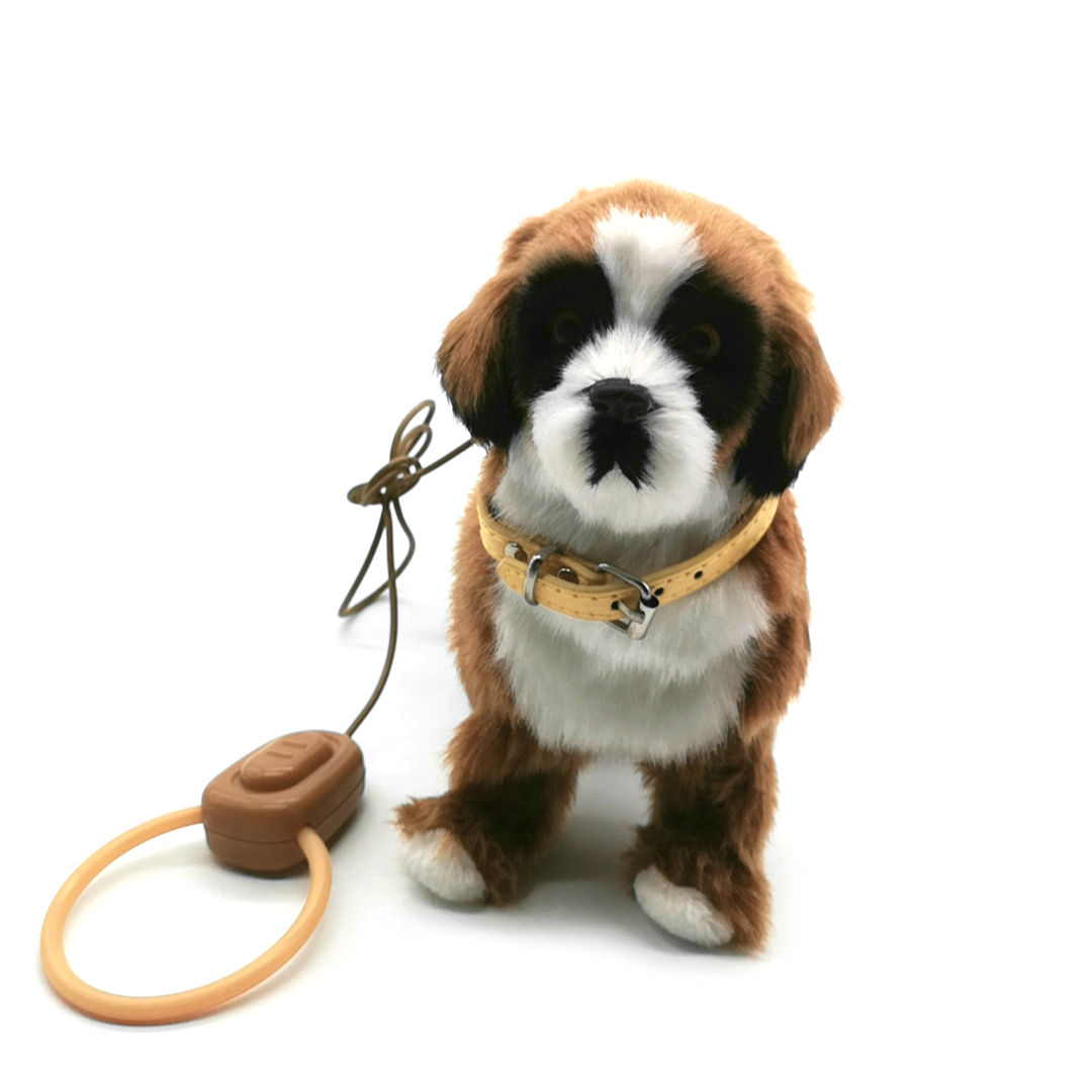 儿童玩具狗狗会走路宝宝仿真电动毛绒圣伯纳牵绳机器小狗厂家直销