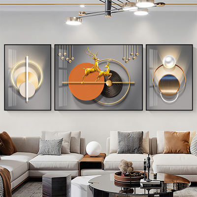 2022 Light Luxury Living Room Hanging Painting Simple Sofa Background Wall Decorative Painting Modern Abstract Three-Piece Painting Wall Painting and Mural