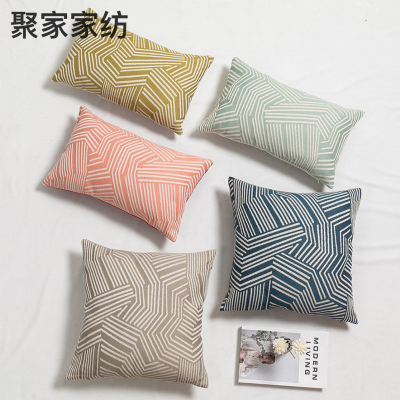 2022 New Polyester Cotton Geometric Figure Jacquard Pillow Sofa Cushion Bedside Cushion Pillow