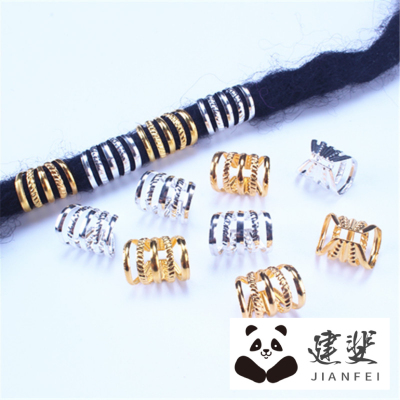African Ornament Five-Line Braided Hair Braid Decorative Beaded Metal Dreadlocks Hair Ring Hair Ring Hair Accessories Accessories
