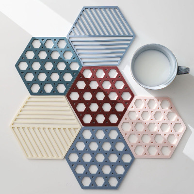 Creative Geometric Pattern Thickened Coaster Household Solid Color Heat Insulation Anti-Scald Mat Kitchen Potholder Home Non-Slip Table Mat