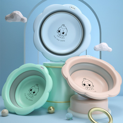 Folding Baby Face Washbasin Cartoon Multifunctional Baby Washbasin Children Plastic Washbasin Wholesale