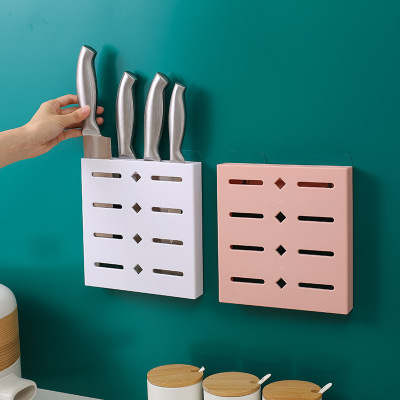 Plastic Goods Wall-Mounted Fruit Knife Storage Box Storage Rack Knife Holder Household Punching Knife Holder Kitchen Knife Rack Shelf Kitchen